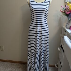 Striped Maxi Dress in Black and White